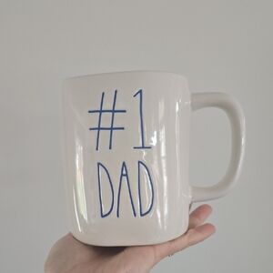 Rae Dunn#1 Dad White Mug with Blue Text